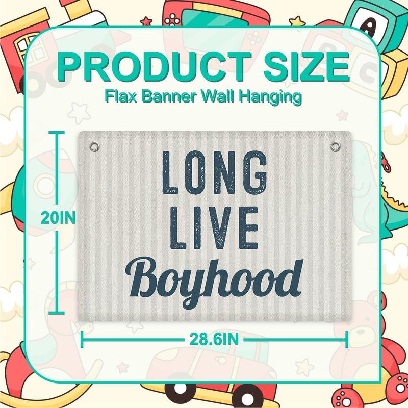 XFN Toddler Boy Room Decor, Long Live Boyhood Banner, Boys Room Wall Decor, Banner Flag, 28.520 inches, Blue - Image 5